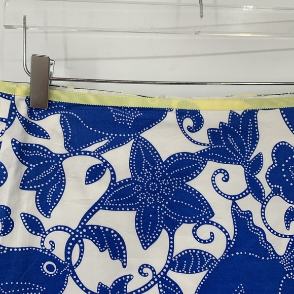 Lilly Pulitzer a-line cotton skirt Sea World blue white fish floral label 4 - Picture 2 of 4